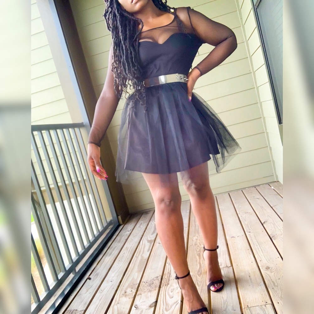 Tulle mesh-top dress